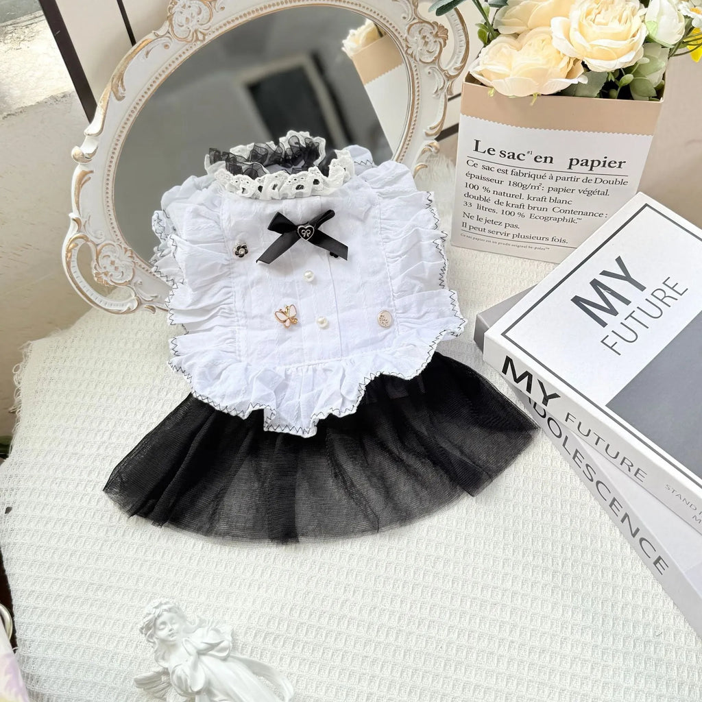 White yarn waltz gauze skirt pet dog clothing in princess style for small dogs