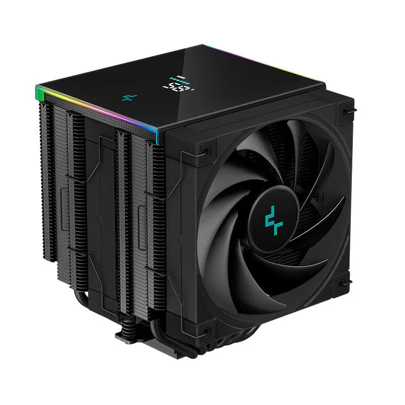 Twin tower CPU air cooler with digital temperature display in black colour