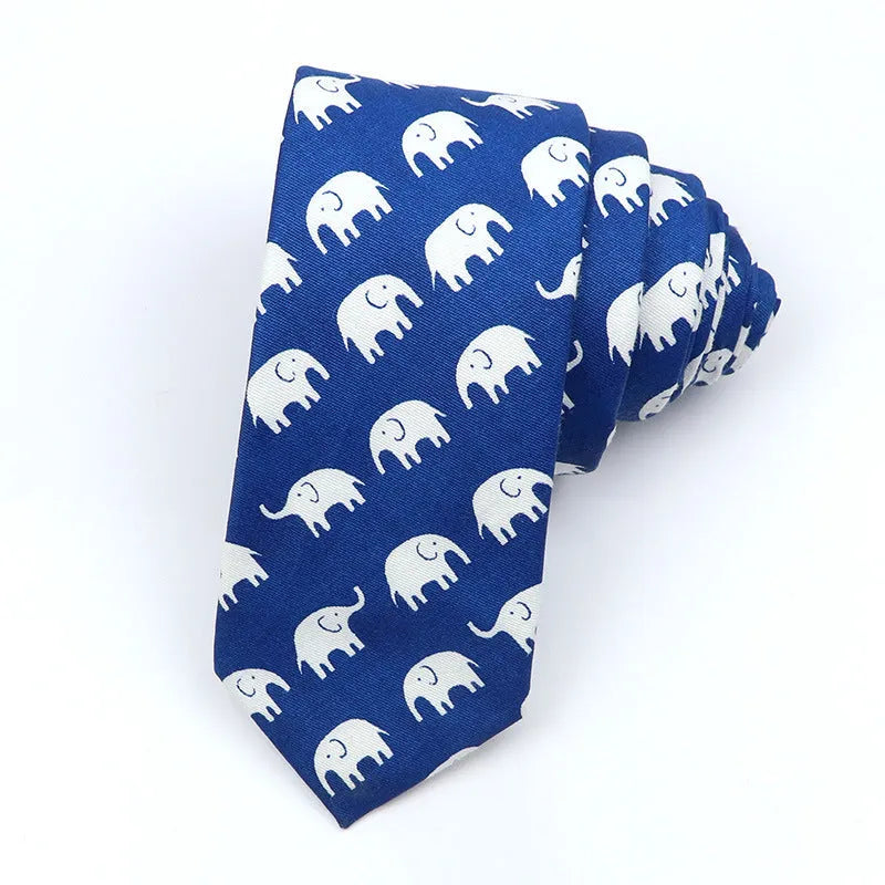 Narrow Korean-style cotton bow tie featuring a colourful cartoon print pattern.