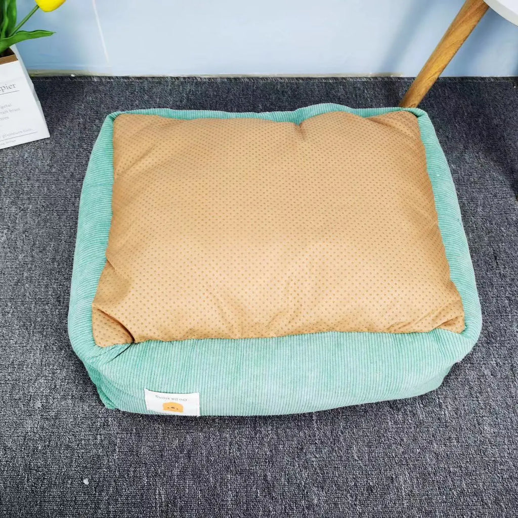 Cotton pet winter nest for dogs and cats in light blue colour with velvet lining