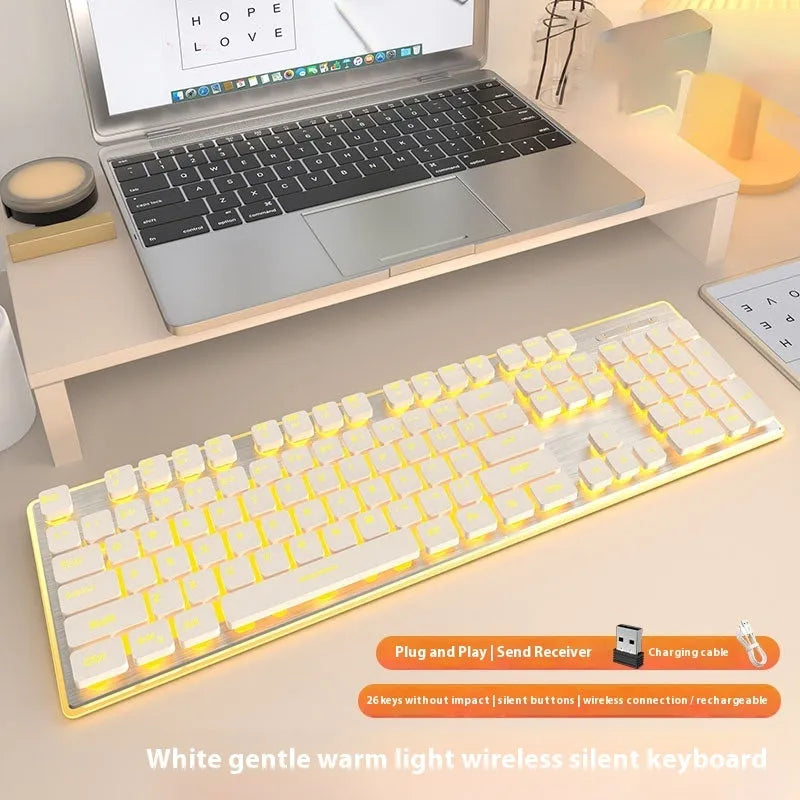Wireless Bluetooth keyboard with mute button in compact 440mm design