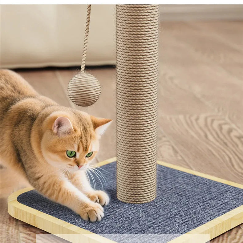 Simple style cat climbing frame with windmill hanging ball and carpet leather scratching surfaces