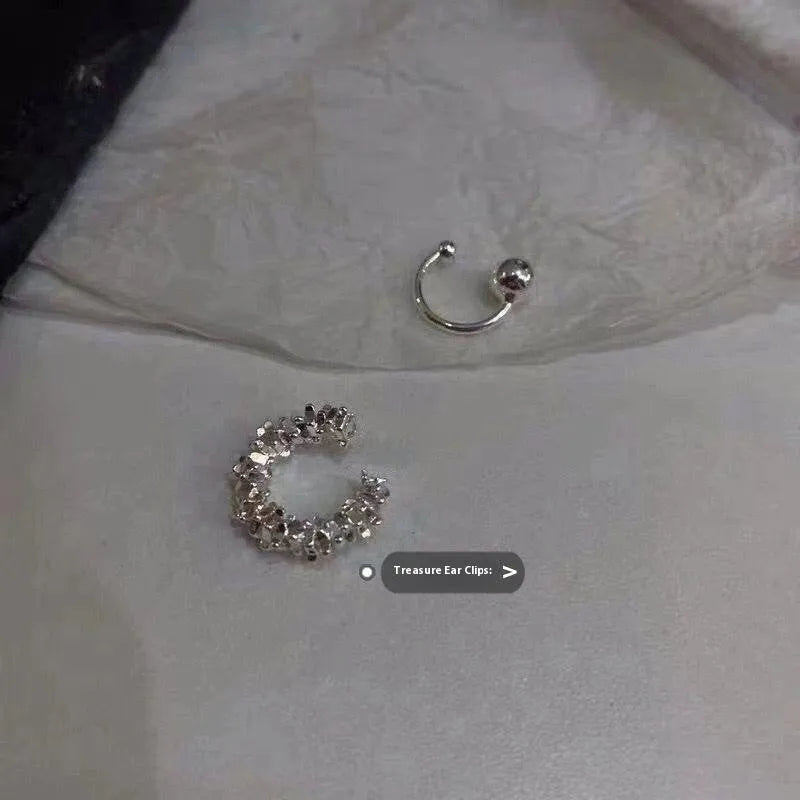 Alloy geometric ear clip earrings with irregular shape and frosty finish in B4710 colour
