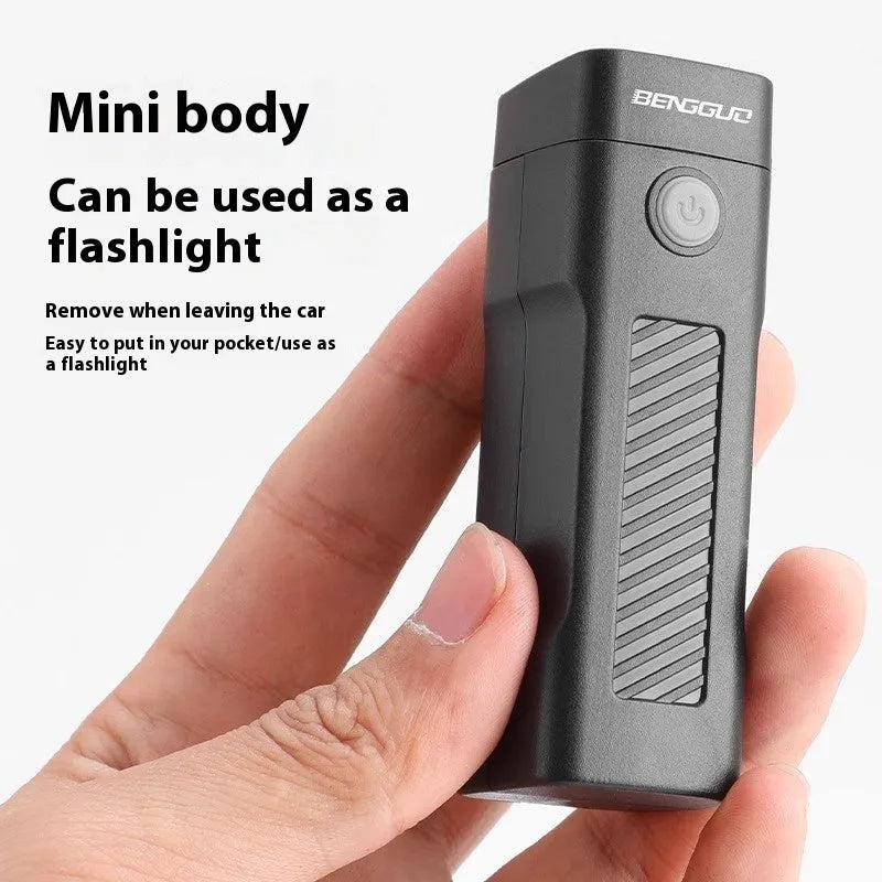 Bicycle headlight with LED light source and quick release strap bracket for handlebar mounting