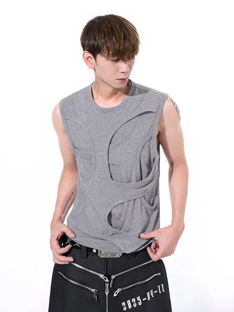 Men's solid colour Lyocell vest with round neck tank-top design for summer wear