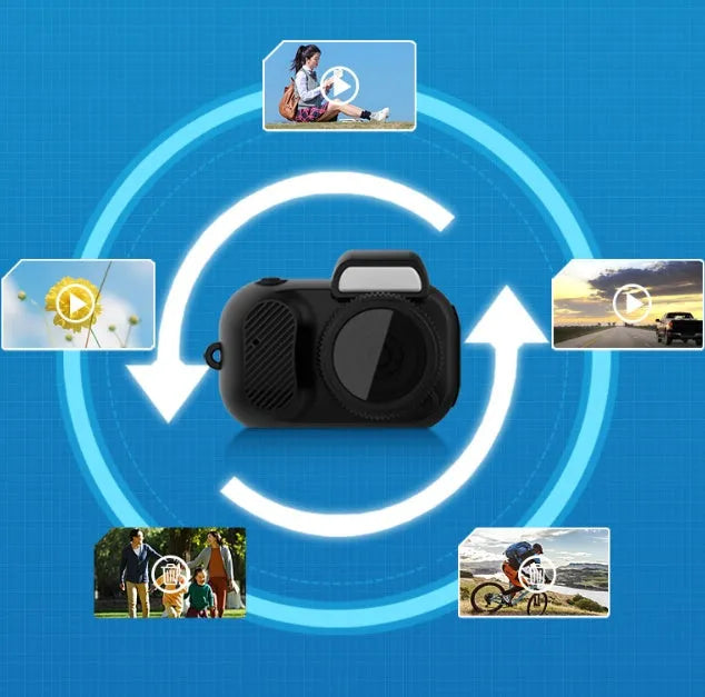 Black Y3000 HD outdoor sports camera with 0.96-inch display screen on a textured surface