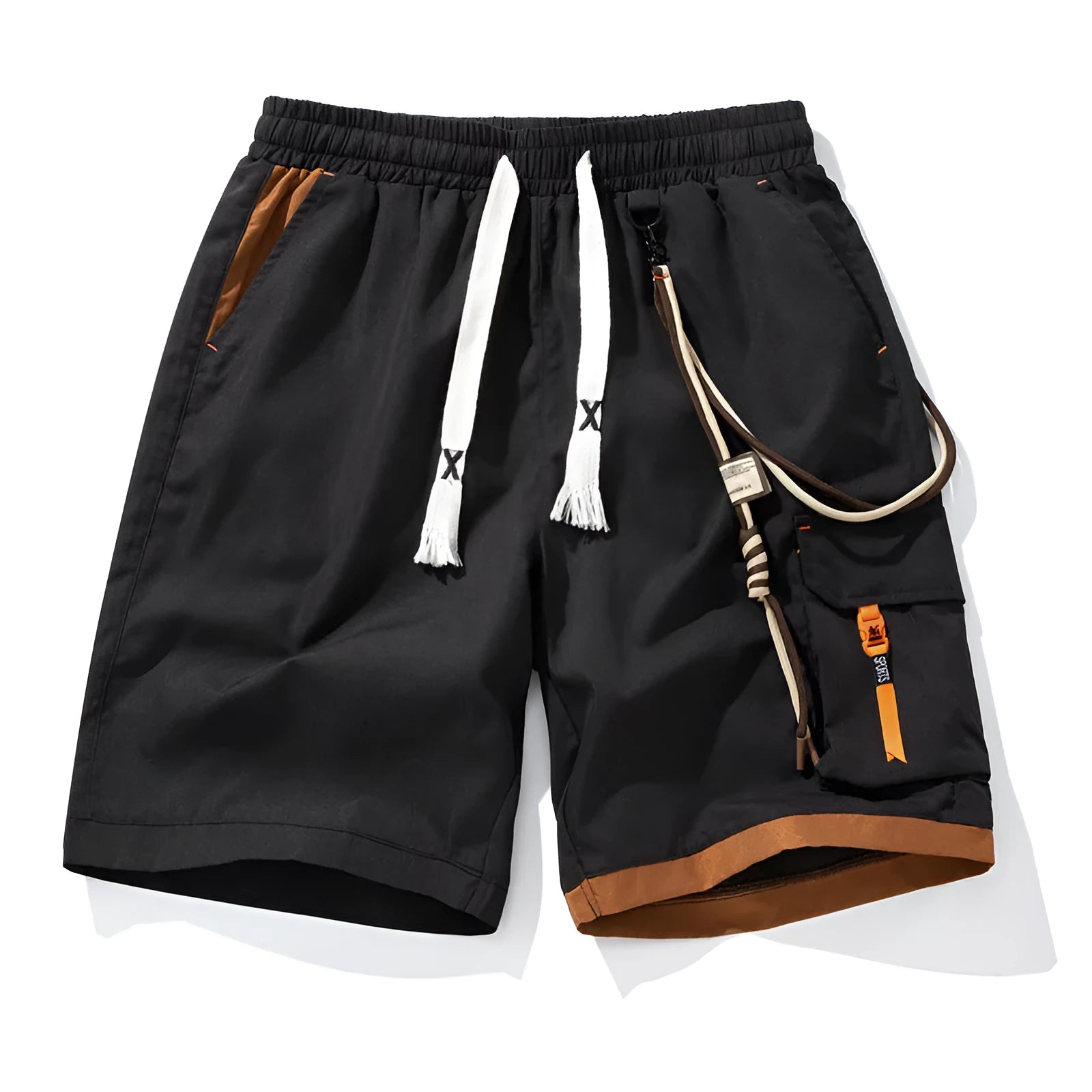Men's plus size bamboo fibre shorts in straight-leg cropped style with high elasticity waistband