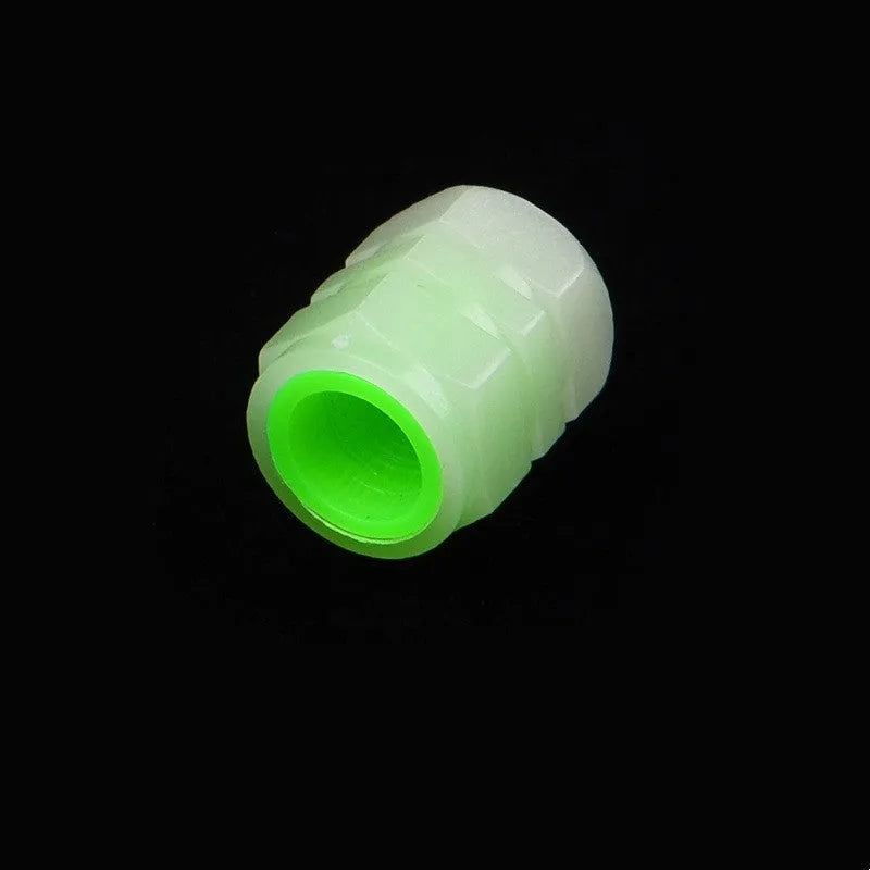 Car luminous valve cap set showing rubber construction and luminous nozzles