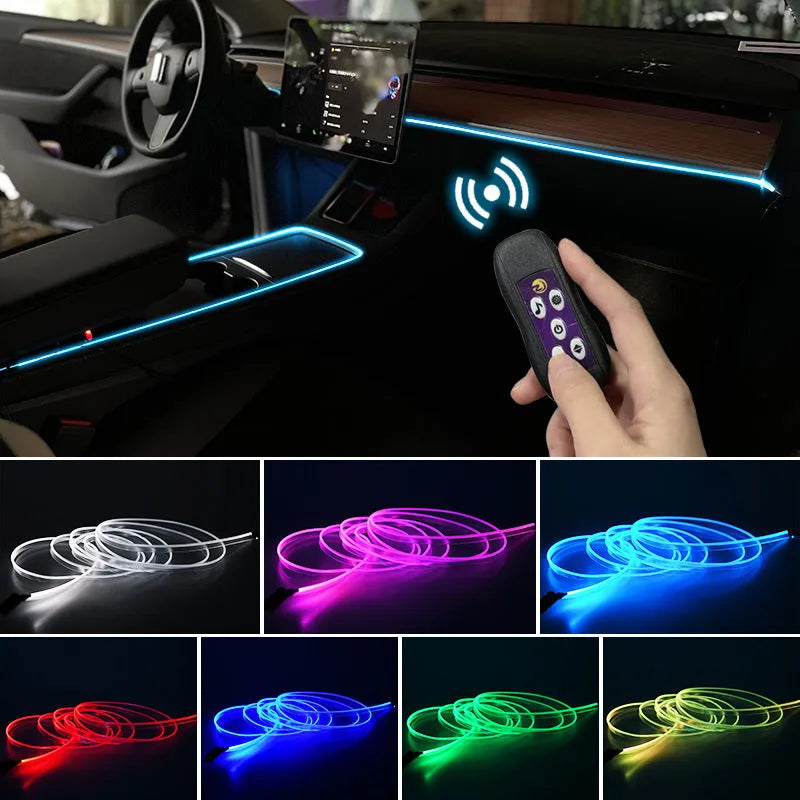 Car USB LED atmosphere decorative light strip with colour changing effects for dashboard installation