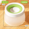 Green PP silicone pet suspension bowl for dogs and cats showing raised design
