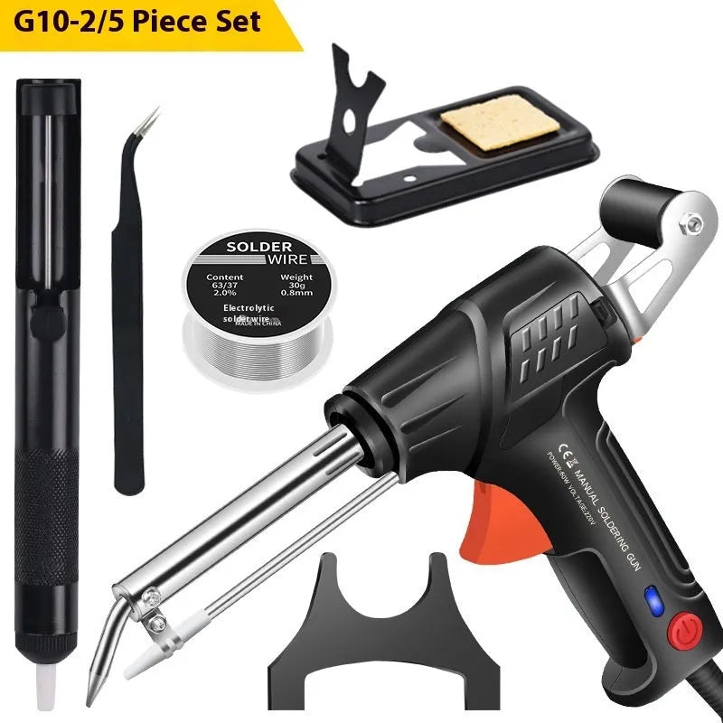 Black light soldering gun kit with five pieces, alloy construction, 205x170mm size