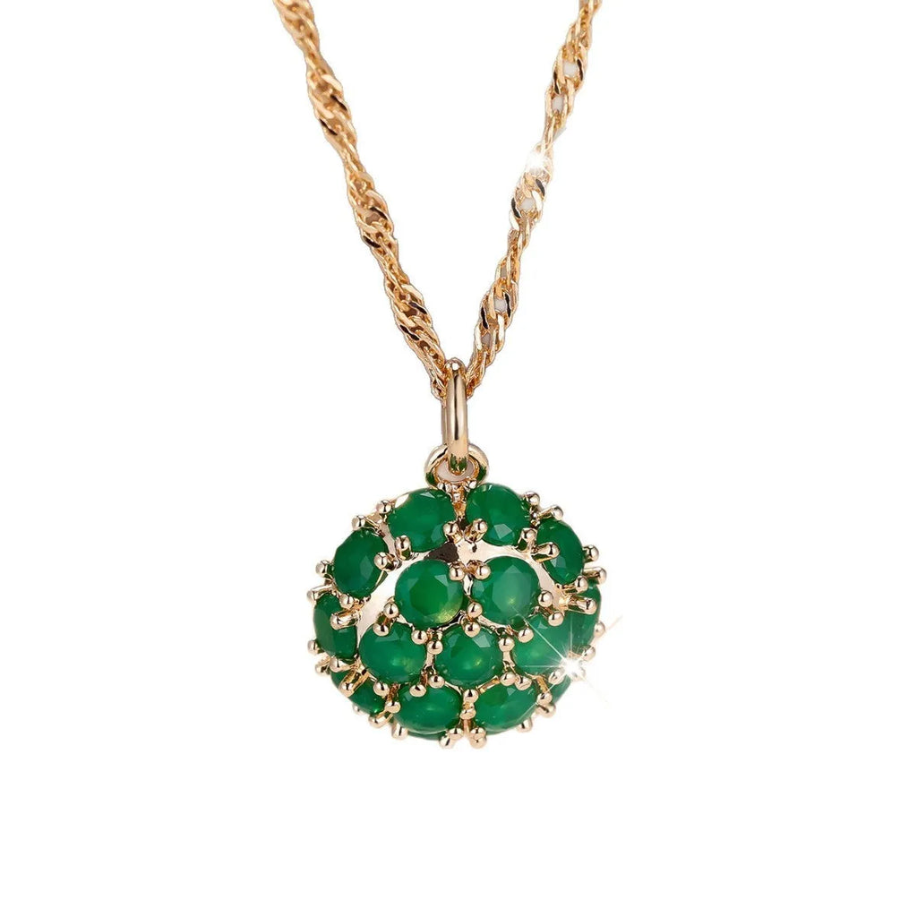 Women's geometric pendant necklace with emerald diamond colour and adjustable copper chain