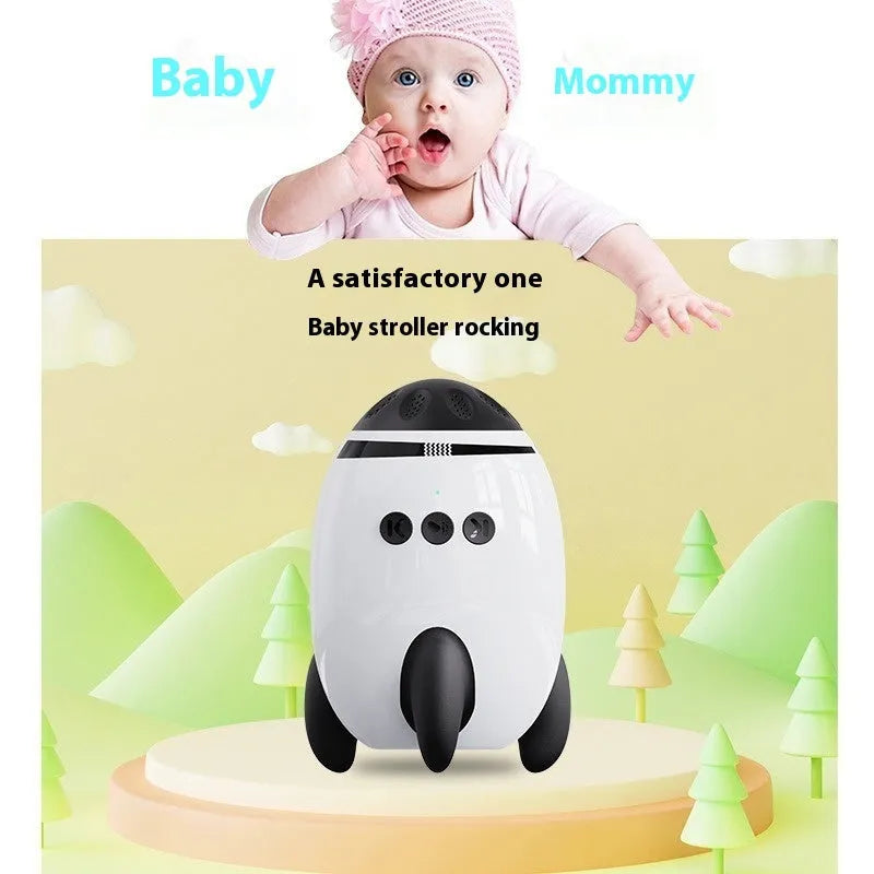 White rectangular baby sleep comforter device with automatic shaking and Bluetooth connectivity