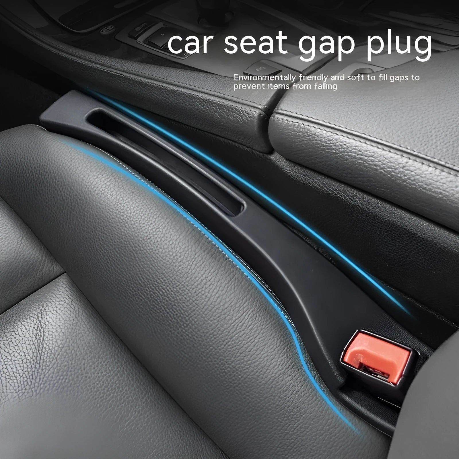 Plastic car seat gap storage organiser pocket in black colour with handle