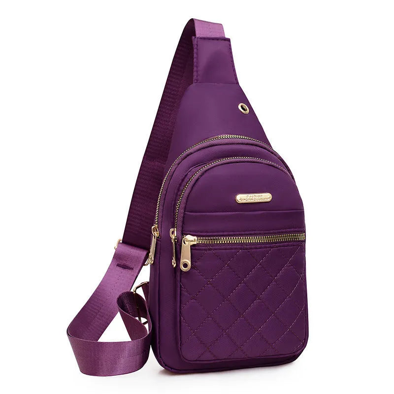 Oxford cloth crossbody chest bag with plaid pattern in multiple colour options