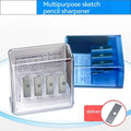 Geometric plastic pencil sharpener with four sharpening holes for sketching pencils