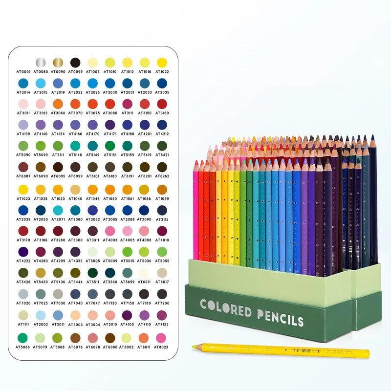 Set of soft core colour pencils in a box, showing basswood penholders, available in 72 or 126 colours.