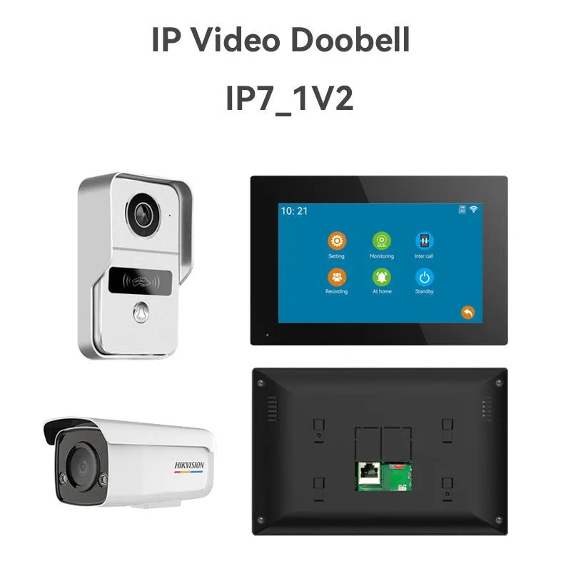 10-inch video intercom doorbell with colour HD camera and 1080P resolution for home security monitoring