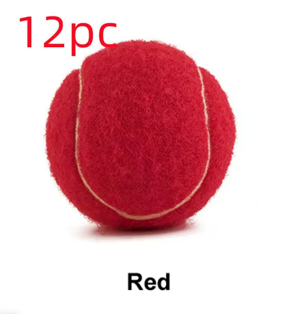 Assorted bright pink, blue, green, yellow, orange, and red rubber dog tennis balls, 6.3cm in diameter.