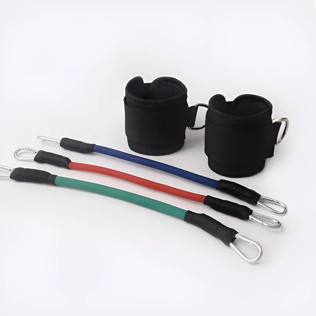 Black pull rope set for taekwondo leg training and explosive force development