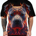 Short sleeve T-shirt with 3D digital printed dog head animal pattern in camouflage design