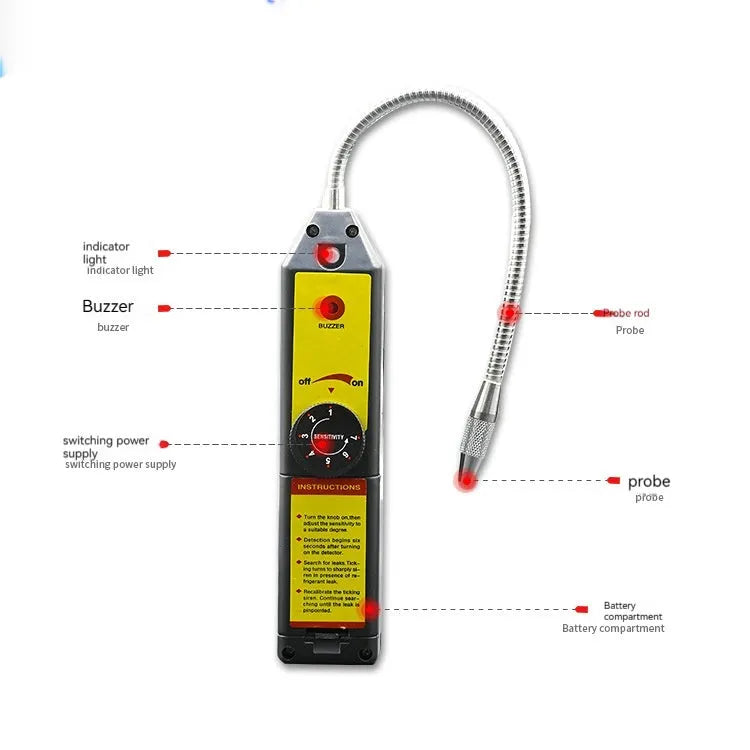 WJL-6000 halogen electronic leak detector with extended 20cm probe for car air conditioning systems