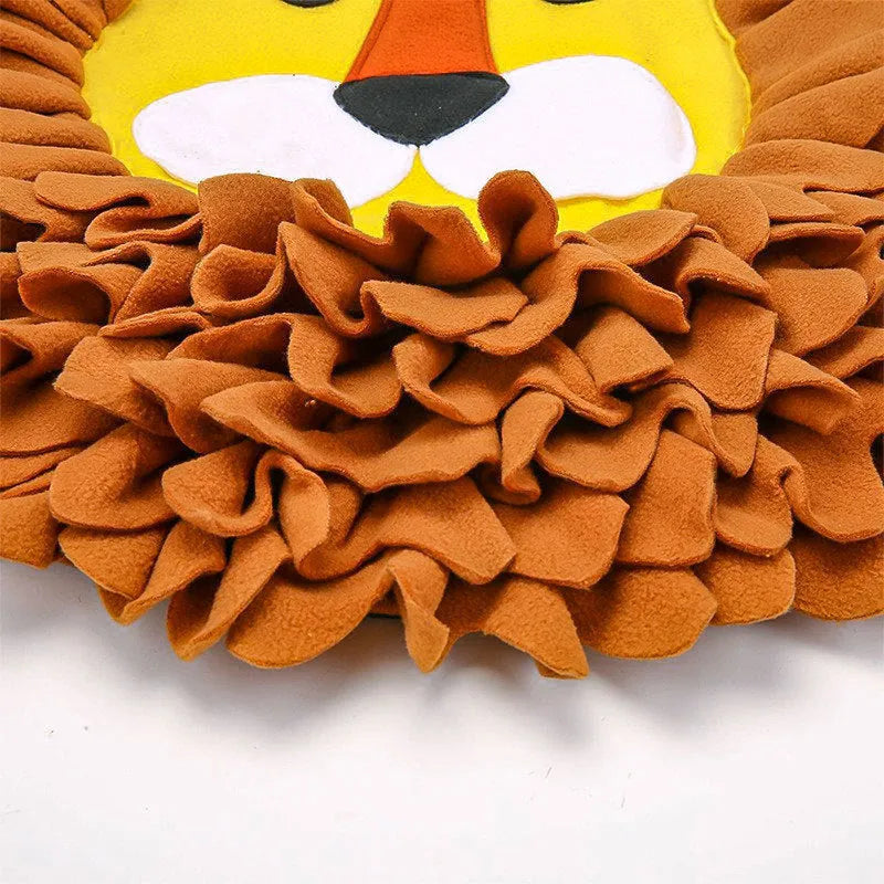 Brown lion pattern sniffing pad measuring 33x25cm for dog and cat food hiding games