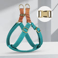 Brown vest-style anti-loss dog leash with adjustable sizing and alloy fastener