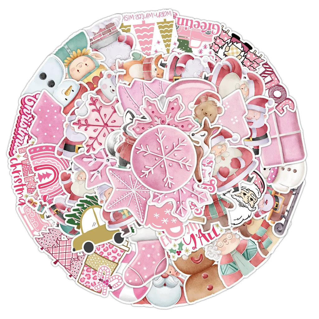 50 Christmas waterproof stickers in cute TQ50-0376 design for cars, phones, computers