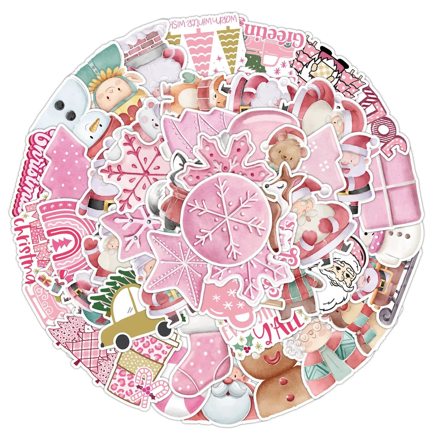 50 Christmas waterproof stickers in cute TQ50-0376 design for cars, phones, computers