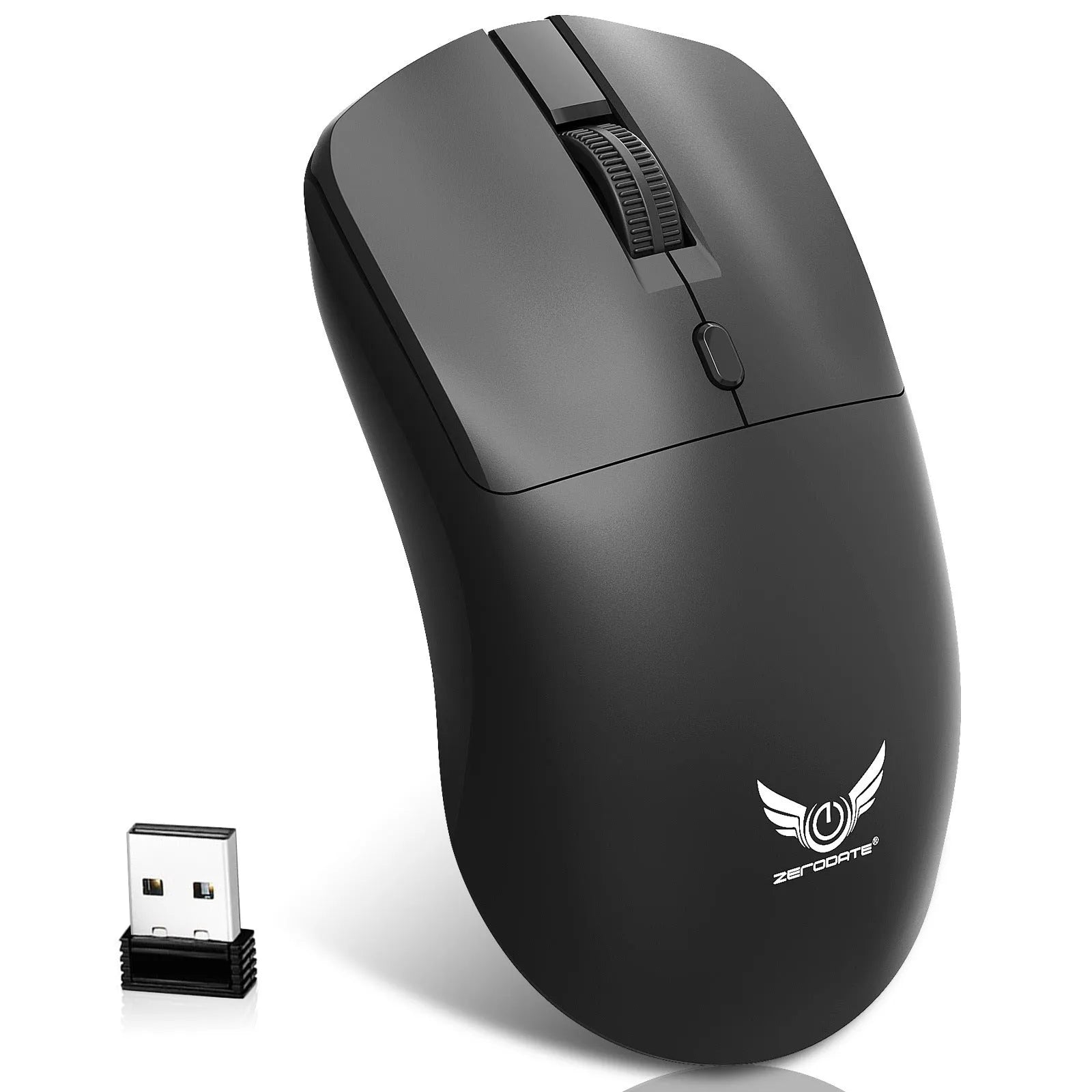 Black wireless mouse with three-gear audio buttons and photoelectric sensor for laptop use