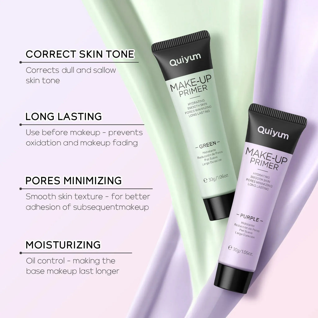 30g tube of colour-correcting make-up primer showing purple, pink, green, and nude shade options