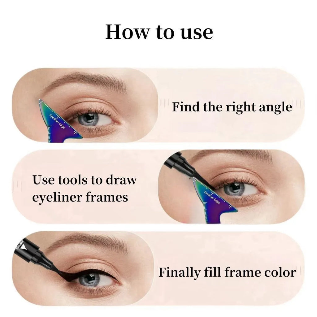 Reusable 3-in-1 eyeliner stencil for hooded eyes and face contouring makeup tool