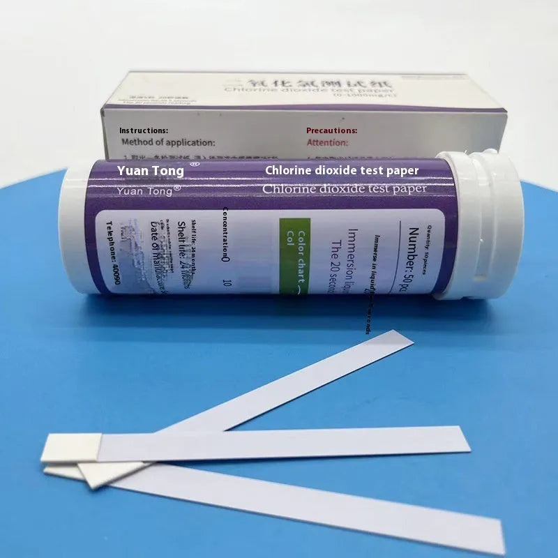 Chlorine dioxide test paper bottle with 50 pieces for 0-1000mg/L wastewater concentration detection