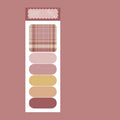 Plaid colour memo pad sticky notes showing six different designs with 67mm x 200mm dimensions