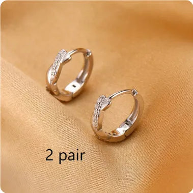 Copper interwoven hemp rope geometric round earclip earrings in gold and silver colours