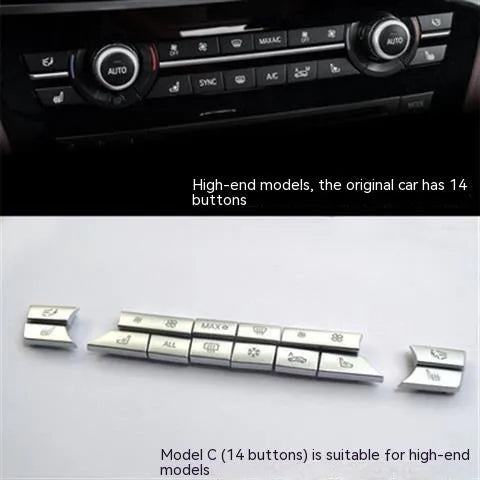 Silver automotive dashboard air conditioning button panel repair set with multiple fitting options