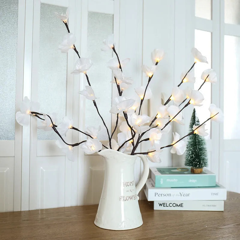 65cm LED phalaenopsis branch decorative light in pink colour with battery compartment