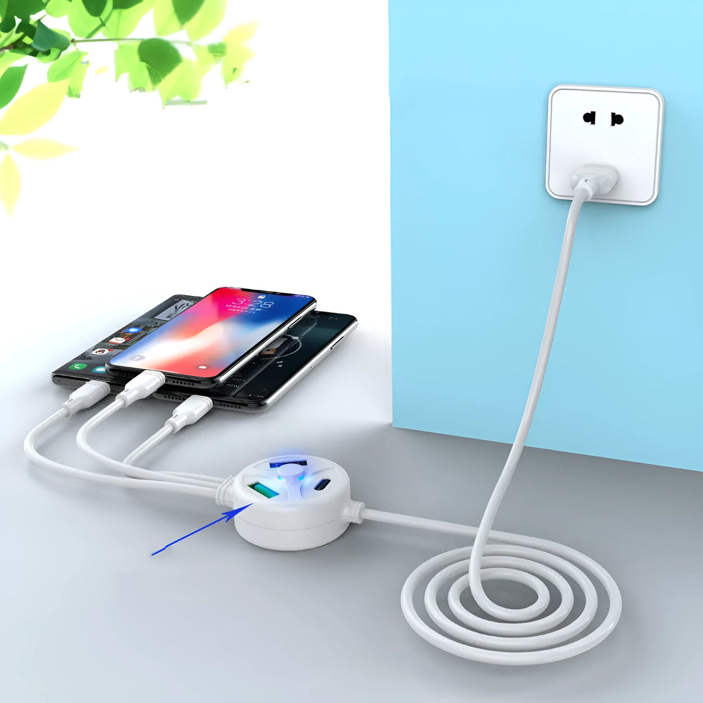 PDPVC 1.2 metre mobile phone charging cable with multiple USB interfaces