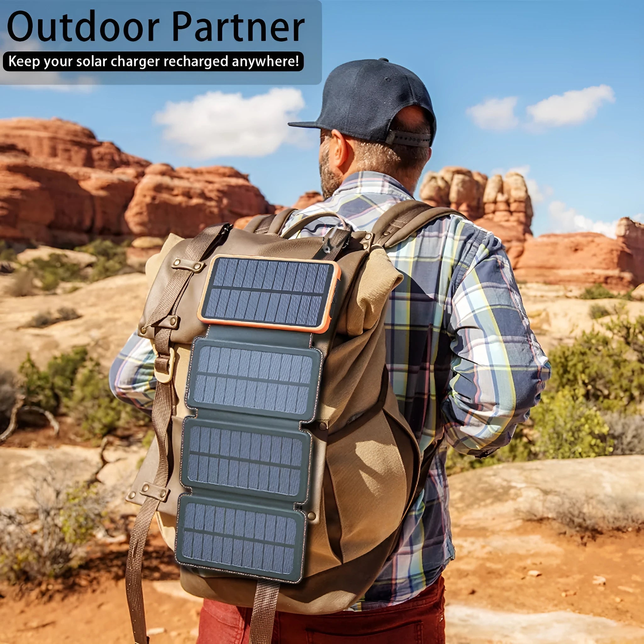 Outdoor solar phone charger in multiple colours with solar panel and LED light