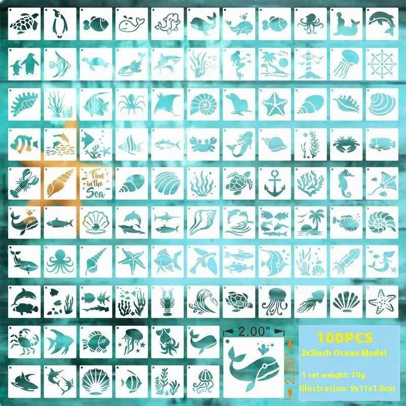 700 PET film spray painting templates in milky white colour showing flower, animal, Hawaiian and letter mandala designs