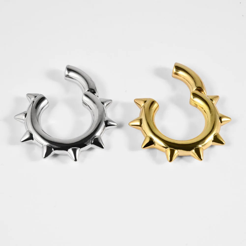 Copper geometric ear extenders with magnetic cone round studs for stretched earlobes