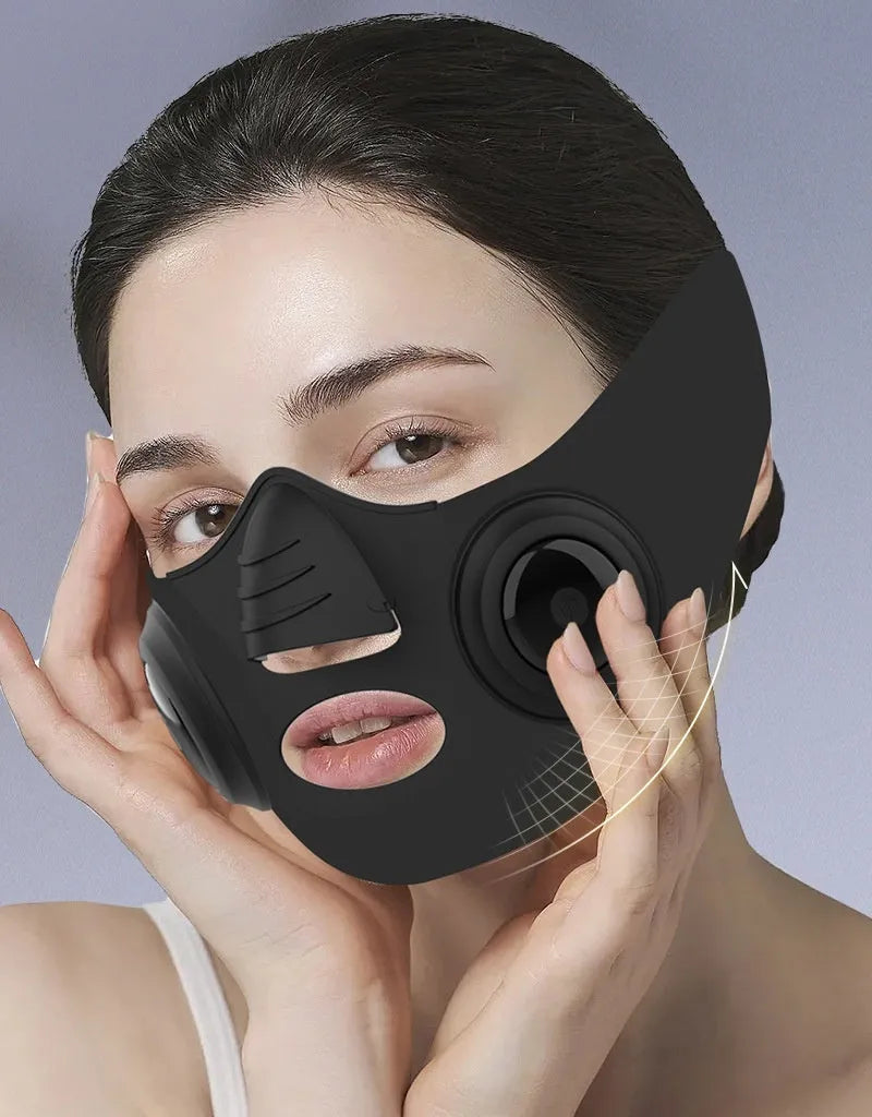 Black mask photon beauty device with USB cable and facial treatment design
