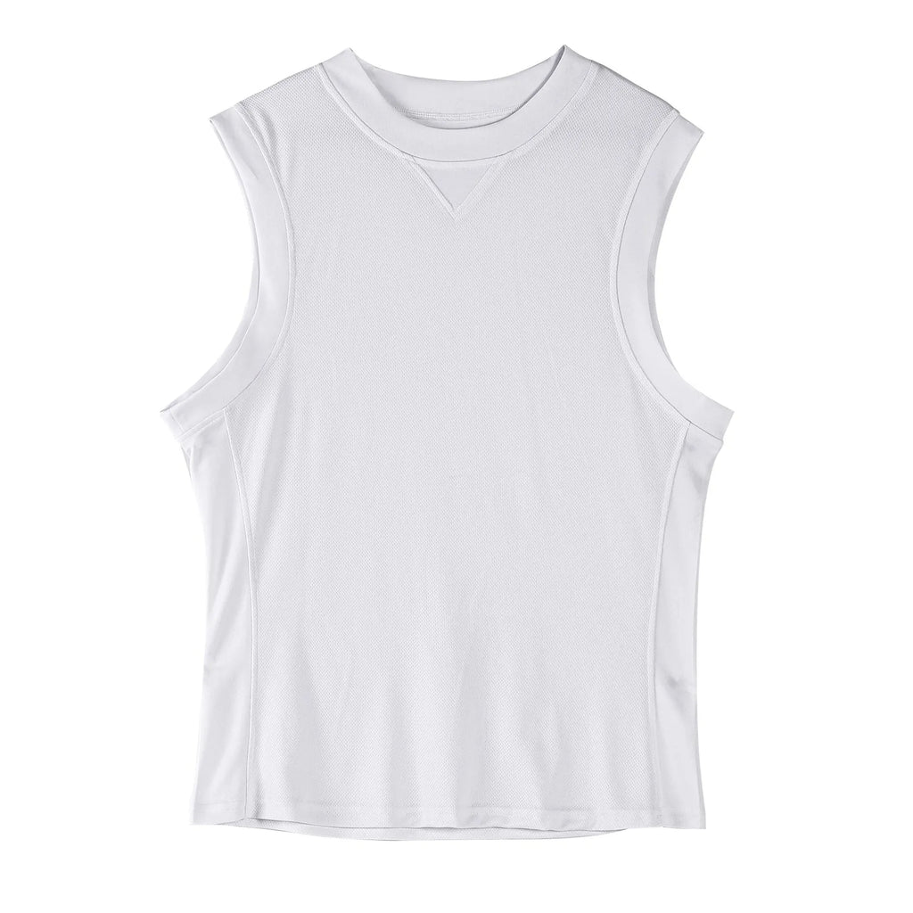 Men's loose black quick-dry sport vest on a hanger