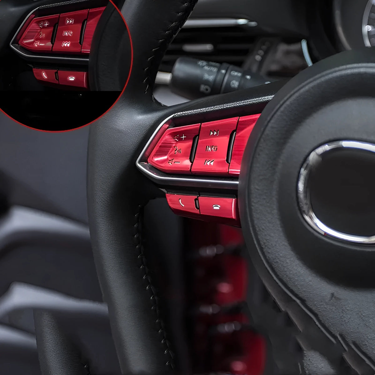 Atz aluminium alloy decorative sticker set for car steering wheel buttons and interior customisation