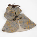 Camel detective dog costume in cotton with matching hat, available in sizes S, M and L