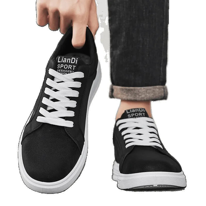 Men's black snake pattern PU leather high-top casual sneakers with round toe and rubber sole