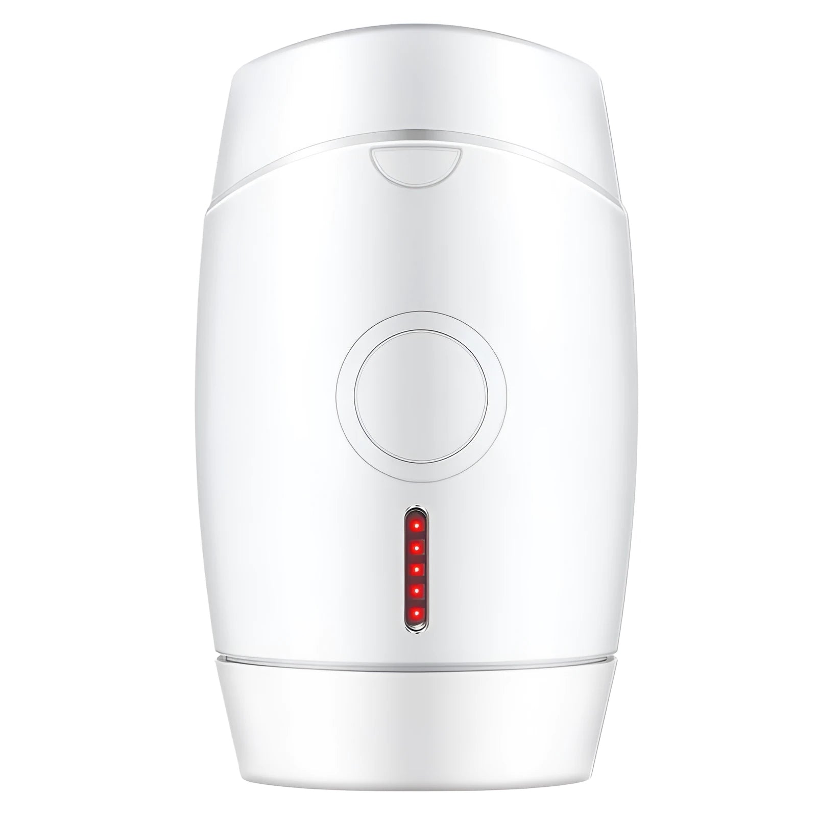 White home laser hair removal device on a table showing its compact size.