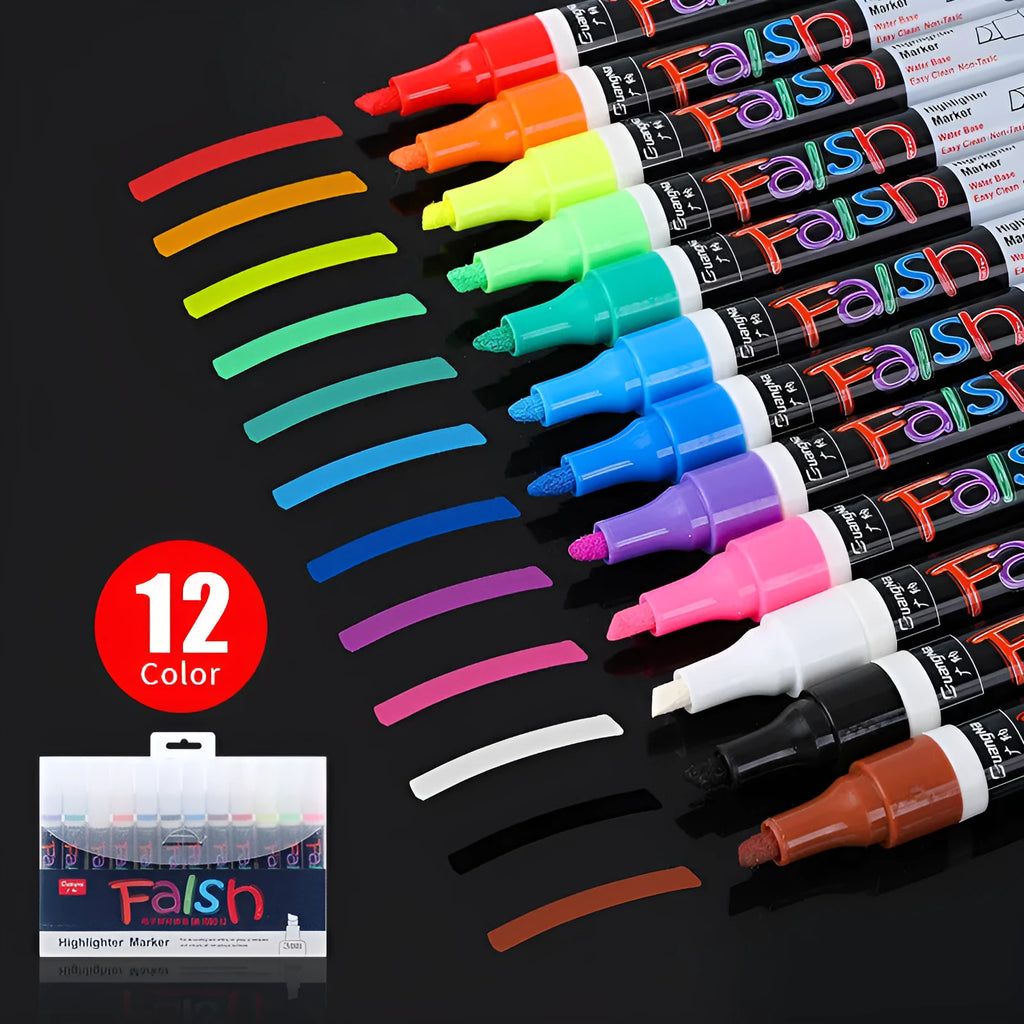 6mm electronic fluorescent plate highlighter with oblique pen shape in plastic shell, card-packed with multiple colour options
