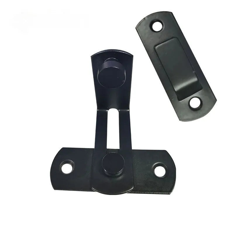 Sliding door hasp lock with black carbon steel 90-degree latch and stainless steel body
